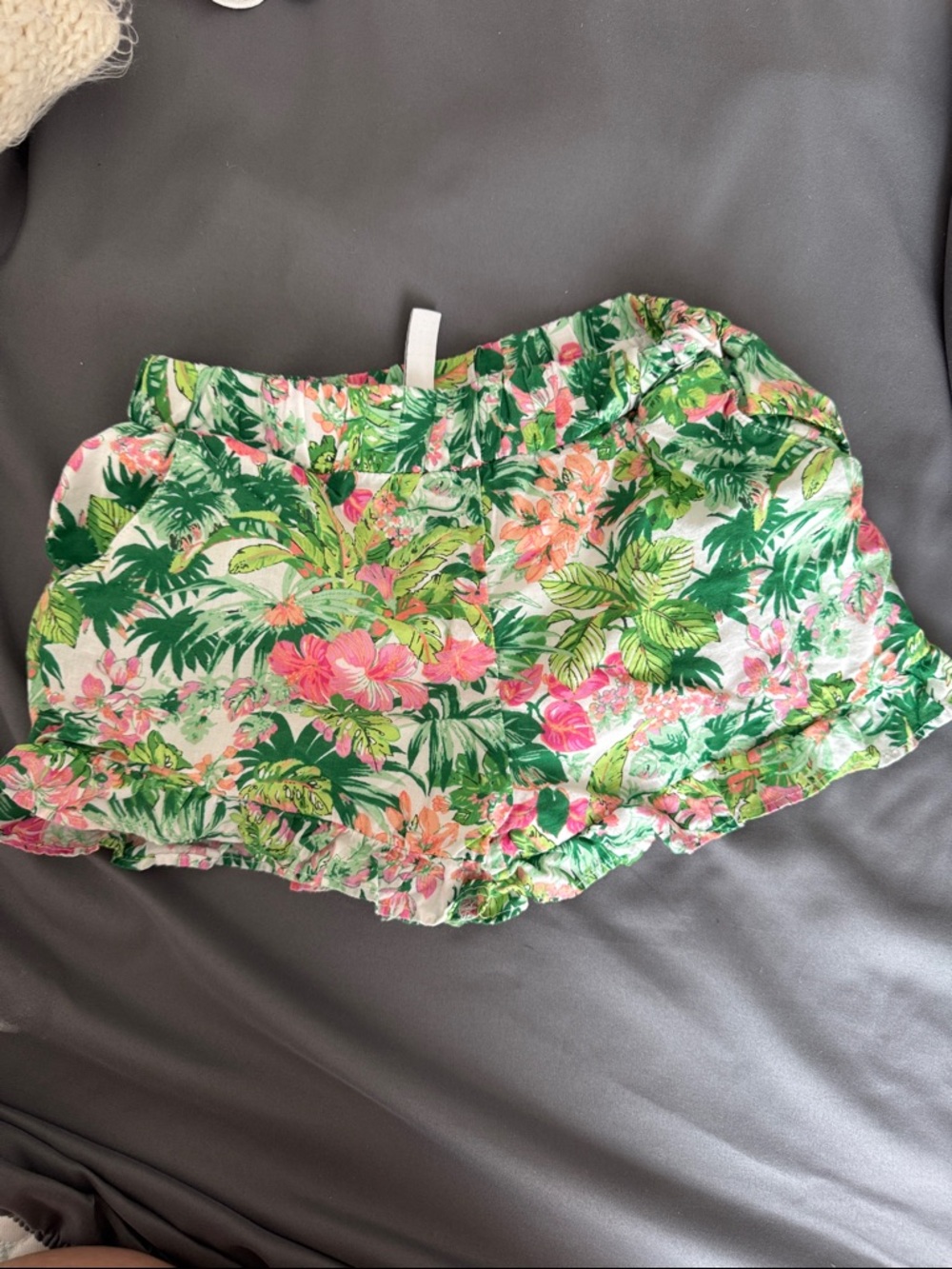 Janie and Jack Tropical Floral Ruffled Shorts - Pink & Green